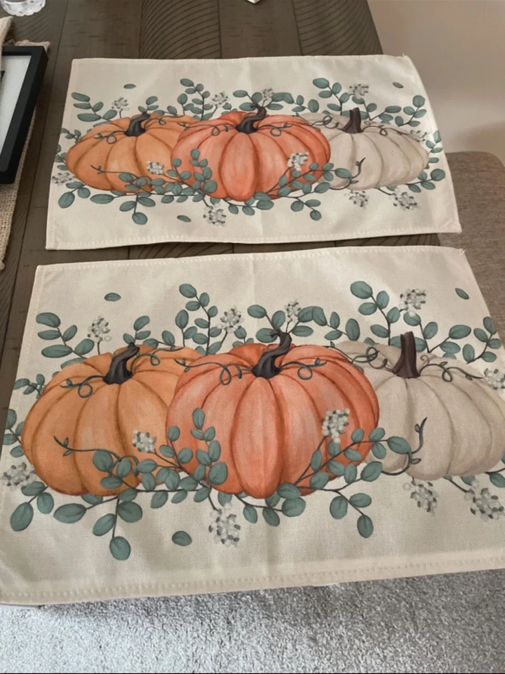 Autumn Pumpkin Decorative Placemat - Orange & Cream
